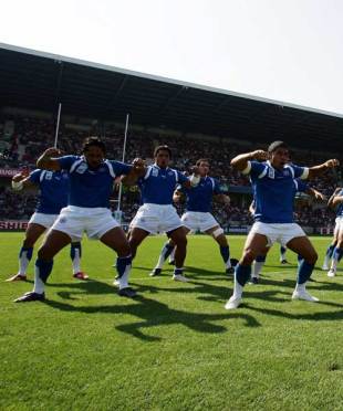 Samoa perform a haka ahead of their Rugby World Cup game with Tonga, Samoa v Tonga, Rugby World Cup, Stade de le Mosson, Montpellier, September 16, 2009 