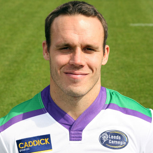 Leigh Hinton of Leeds Carnegie during the club photocall 