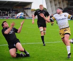 Newcastle replacement Alex Walker collects a cross-kick to score, Newcastle Falcons v Albi, European Challenge Cup, Kingston Park, October 18, 2009