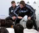 Richie McCaw gives a talk to the Waseda University rugby team in Tokyo