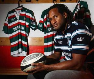 Leicester Tigers wing Lote Tuqiri poses at the club's training facilities, Oadby Town FC, Leicester, November 3, 2009