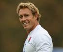 England fly-half Jonny Wilkinson smiles during a training session