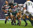 Leicester's Lote Tuqiri takes on the South Africa defence