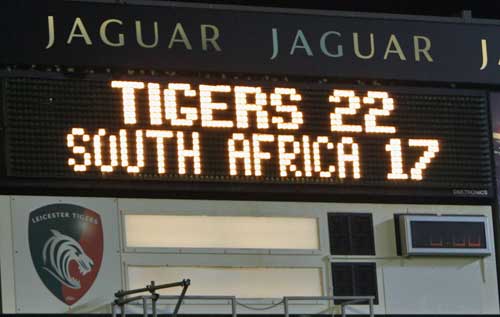 The scoreboard at Welford Road tells a famous story
