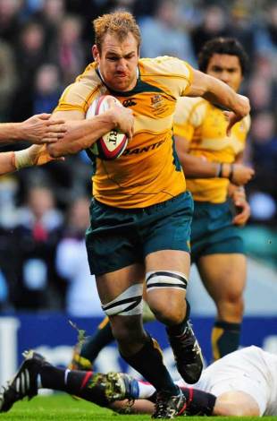 Australia's Rocky Elsom takes on the England defence, England v Australia, Twickenham, England, November 7, 2009