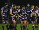 The Sale Sharks pack prepare to scrum down