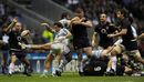 Argentina scrum-half Alfredo Lalanne clears the ball