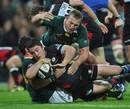 Saracens' Brad Barritt forces his way over for a try
