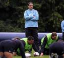 England manager Martin Johnson casts an eye over his players