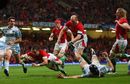 Shane Williams dives over for Wales