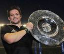 New Zealand captain Richie McCaw poses with the Hillary Shield