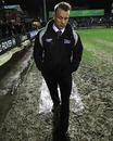 Sale coach Kingsley Jones walks from the pitch at Edgeley Park