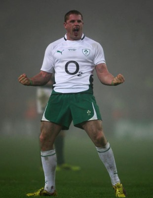 Ireland No.8 celebrates at the full-time whistle, Ireland v South Africa, Croke Park, Dublin, November 28, 2009
