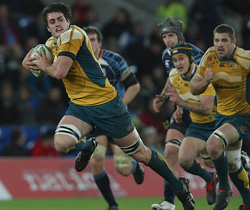 Australia forward Dave Dennis in action during the friendly match against Cardiff Blues