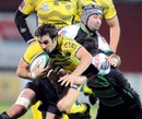Clermont Auvergne scrum-half Morgan Parra is swamped by the Montauban defence