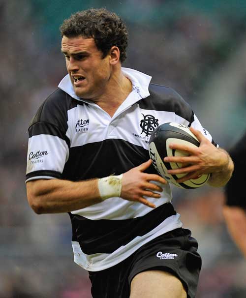 Barbarians centre Jamie Roberts attacks the All Blacks' defence