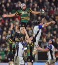 Northampton's Juandre Kruger wins a lineout ball