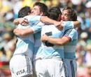 Argentina celebrate beating Samoa at the George 7s