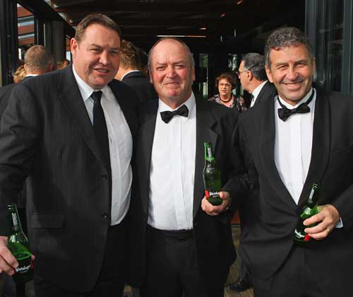 All Blacks coaches Steve Hansen, Graham Henry and Wayne Smith pose at New Zealand's end of season awards