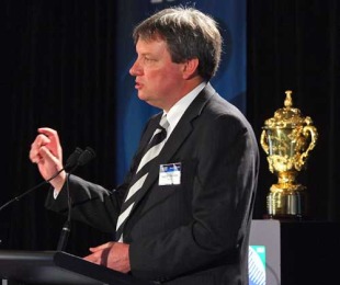 RNZ 2011 chief executive Martin Snedden announces the RWC'11 bases, Rugby World Cup 2011 team base allocation announcement, The Heritage Hotel, Auckland, New Zealand, December 18, 2009