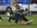 London Irish centre Seilala Mapusua touches down for a try