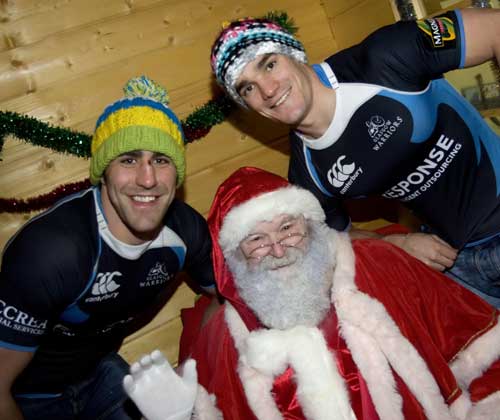 Glasgow Warriors' Max Evans and Kelly Brown meet Santa