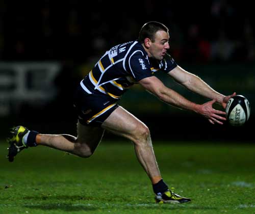 Worcester fullback Chris Latham claims a chip