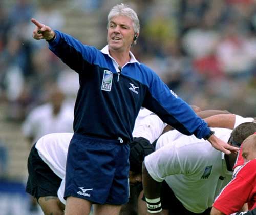 Referee Ed Morrison gestures during a match at RWC'99