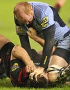 The Blues' Martyn Williams gets to grips with Edinburgh's David Young