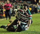 Leicester's Lote Tuqiri dives in to score a try