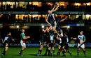 Lineout action from a Guinness Premiership clash between Worcester Warriors and Harlequins