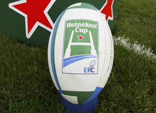 A general view of a Heineken Cup rugby ball