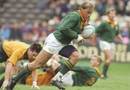 Andre Joubert scores for South Africa