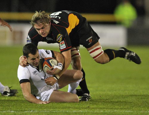 Michael Young in action for Newcastle during the 2008-09 Anglo-Welsh Cup