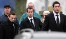 Scottish internationals Mike Blair, Chris Paterson and Nathan Hines attend the funeral of Bill McLaren