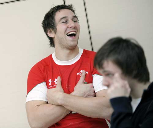 Wales skipper Ryan Jones jokes during the 2010 Six Nations launch