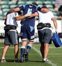 Blues lock Ali Williams hobbles off with an injury