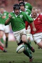 Ireland fly-half David Humphreys kicks ahead