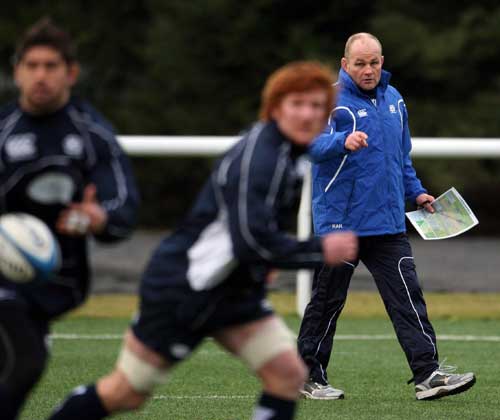 Scotland coach Andy Robinson casts an eye over training