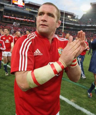 Lions prop Phil Vickery applauds the team's supporters, South Africa v British & Irish Lions, Ellis Park, Johannesburg, South Africa, July 4, 2009