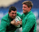 Ireland's Rob Kearney tackles team-mate Rob Kearney