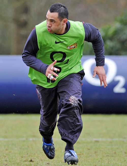 England centre Riki Flutey in action during a training session