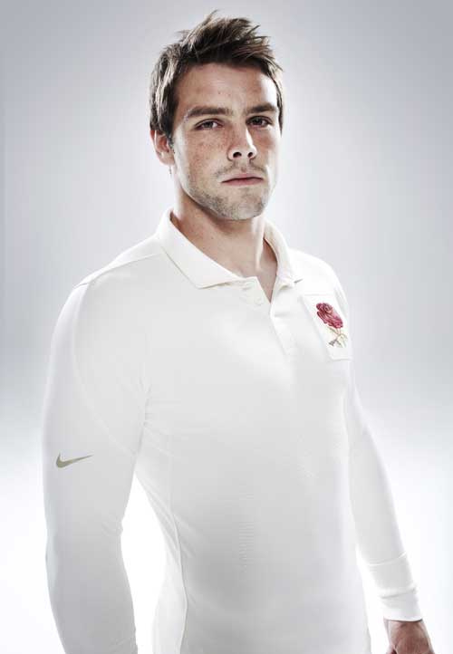 Fullback Ben Foden poses in England's one-off shirt to celebrate the RFU's Centenary Year