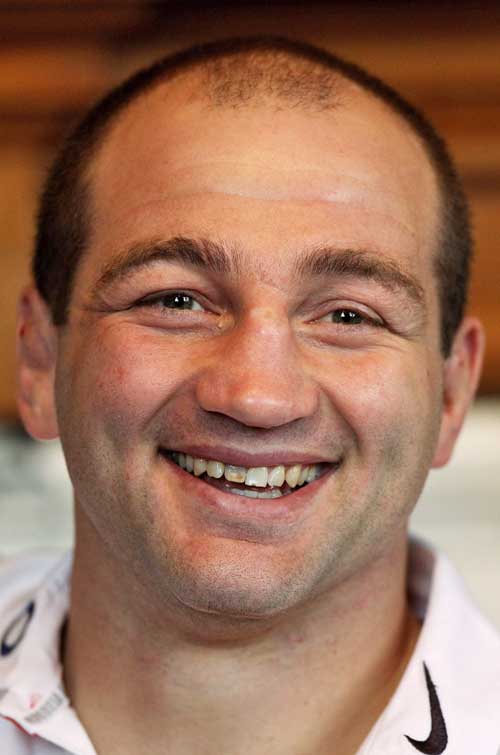 England captain Steve Borthwick smiles during a press conference