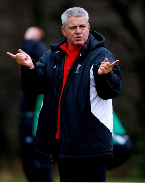 Wales coach Warren Gatland offers some instruction