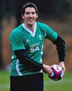 Wales' James Hook passes the ball during a training session