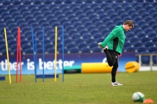 Ireland's Brian O'Driscoll warms up during a training session, RDS, Dublin, Ireland, February 2, 2010