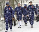 The French squad arrive for training in Marcoussis