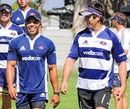 Springboks Bryan Habana and Jaque Fourie chat during a Stormers training session