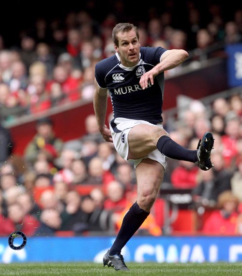 Scotland fullback Chris Paterson kicks the conversion